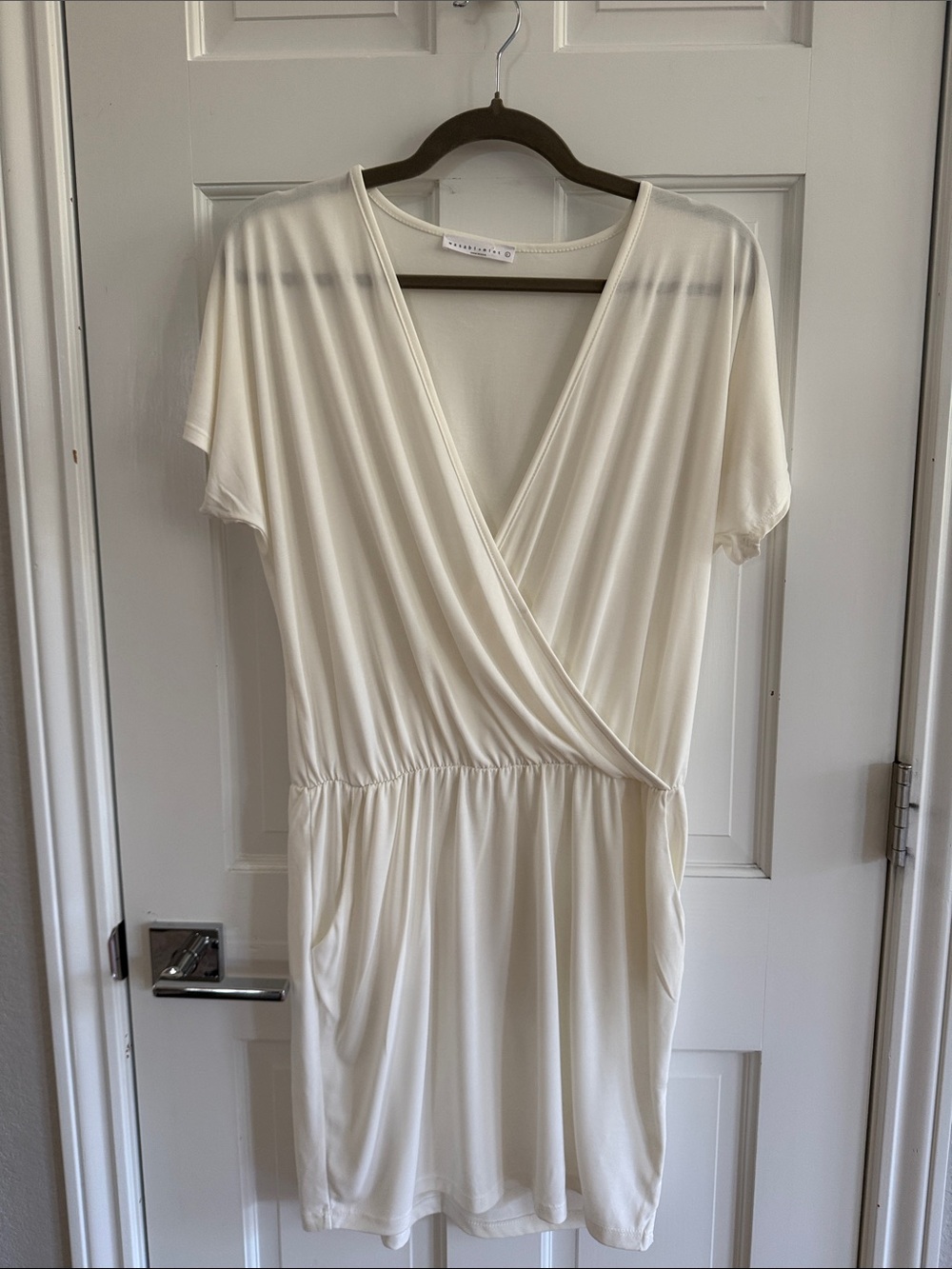 Frame Denim Cream Wrap-Front Mini Dress